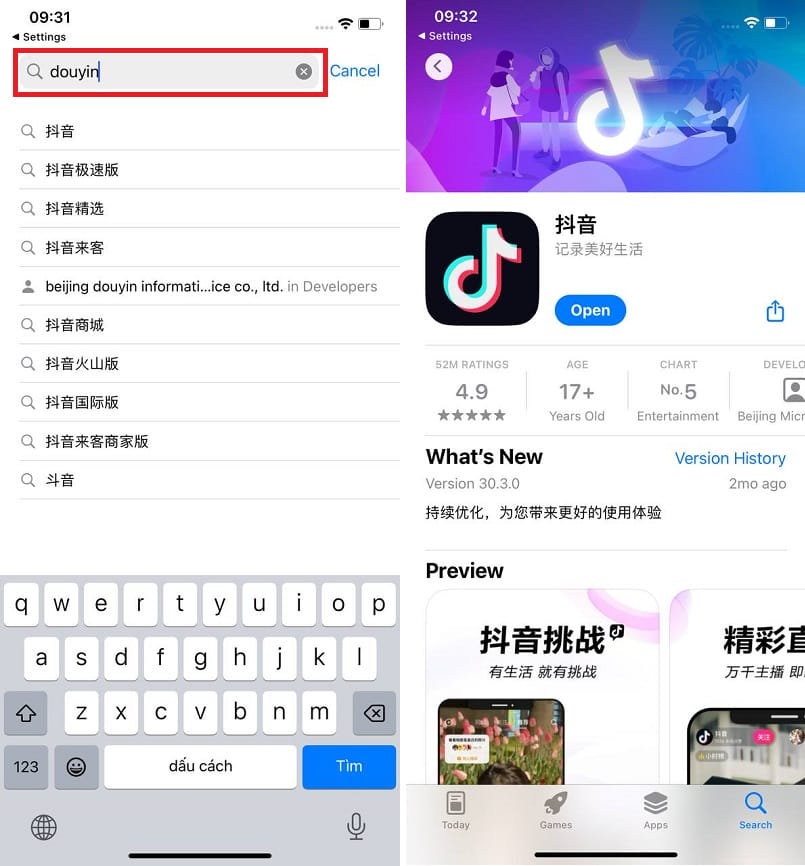 Hướng dẫn cách tải Douyin (TikTok Trung Quốc) trên iPhone và Android 9